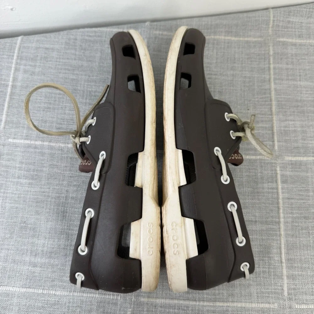 Crocs Harborline Deck Boat Shoes Men's 11 Brown Espresso Lace Up Casual Rare